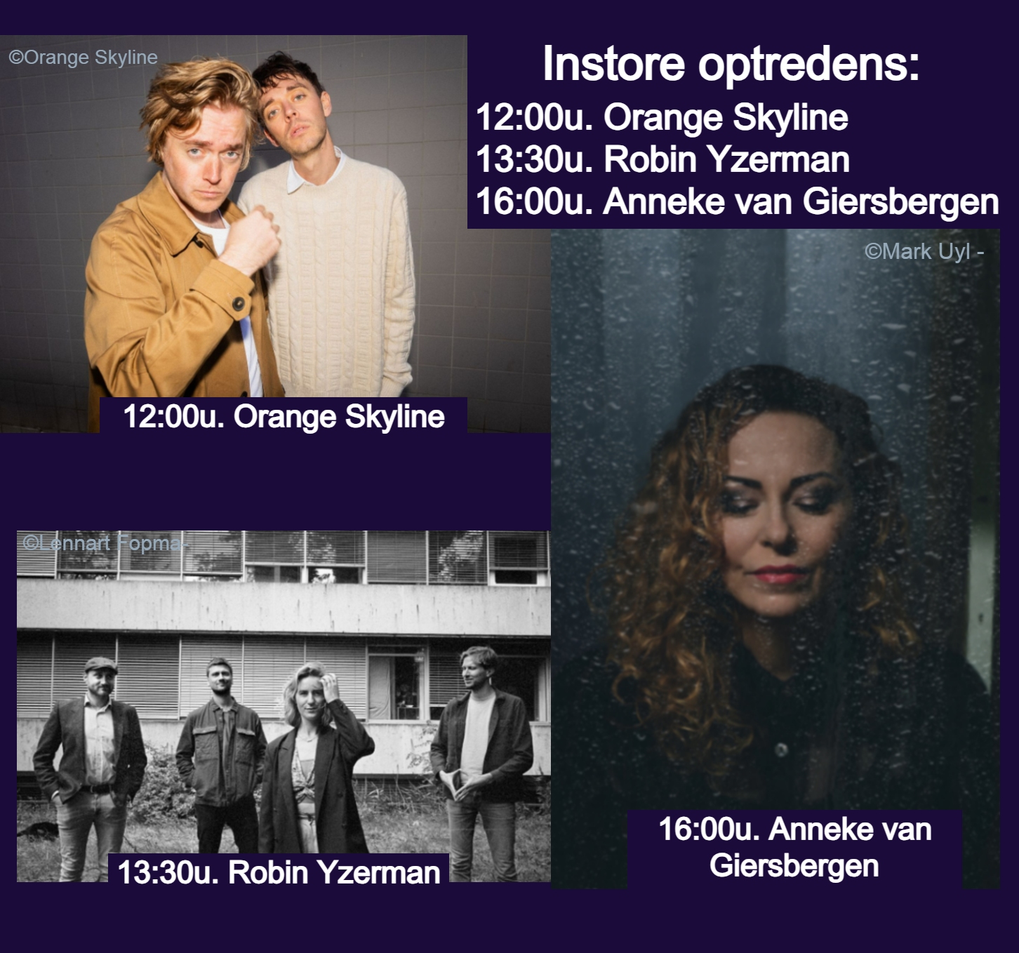 Poster instore optredens rsd 2026